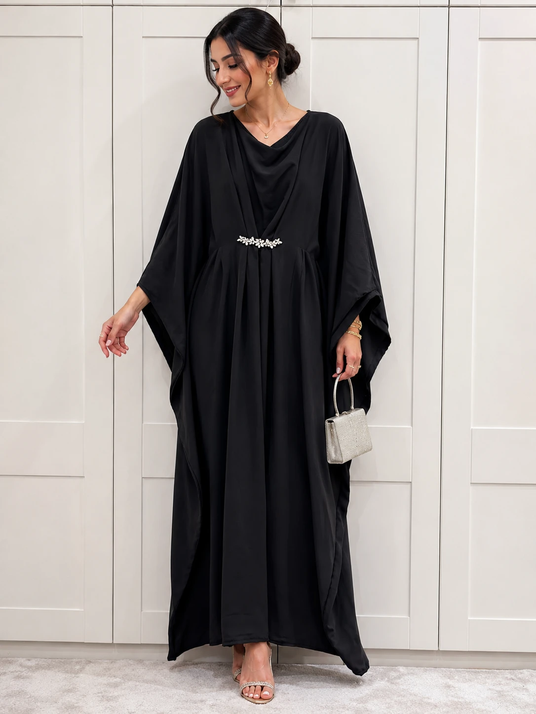 Black Embellished Kaftan - Kaftans